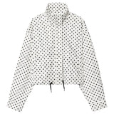 HXAO Polka Dot Bomber Jacket Women's Jackets Demi-Season Oversized Long Sleeve Top Outerwear Aviator Plus Size Zip Up Crop Coats