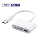 3-in-1 Type C adapter for TF, CF, and SD memory card readers, compatible with Huawei, MacBook Pro, and other devices