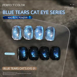 MIANEL Blue Tears Cat Eye Nail Polish Unique Blue Color and Magnetic Powder Create a Dreamy and Romantic Blue Nail Art Effect
