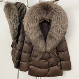 Natural Fur Collar Down Jacket Women Winter 2026 High Quality Duck Down Puffer Parka Windproof Warm Down Coat Outerwear New