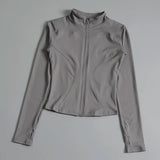 Women Zip Fitness Yoga Shirt Long Sleeve Sports Jacket Gym Top Activewear Running Coats Workout Clothes Woman
