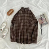 Plaid shirt women long sleeve retro port taste loose size women Korean version of the spring wear student jacket