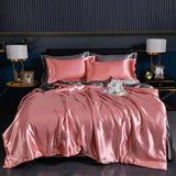 Luxury 100% Silk Bedding Set with Duvet Cover Set Double King Queen Size Bedding Cover Kit 4pcs Bed Cover Bed Linen Sets