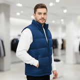 White Vest Jacket Men Slim Fit Stand Collar Sleeveless Puffer Jackets Spring Autumn Casual Waistcoat Men Warm Coat 2026 Trends