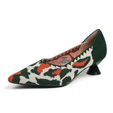 New Knitted Dress Shoes for Women Fashion Leopard Print Pointed Toe Shallow Designer Pumps Elegant Party Banquet Heels Ladies