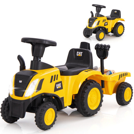 Kids Ride on Tractor Licensed Caterpillar with Detachable Trailer No Power-Yellow