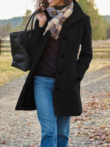 Winter Single-breasted Lapel Coat Fashion Commuter Slim Mid-length Jacket Women's Clothing
