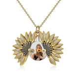 925 Sterling Silver Sunflower Photo Locket Necklace You Are My Sunshine Engraved Pendant