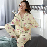 Elegant Women's Autumn And Winter Cotton-like Long Pajamas Two-piece Set