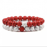 Natural Volcanic Stone White Pine Red Pine Tiger Eye Beaded Set
