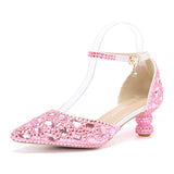 Low-Top Summer New Blue Color Pointed Gourd Heel Rhinestone Multi-Color Fashion Wedding Banquet Women's Shoes