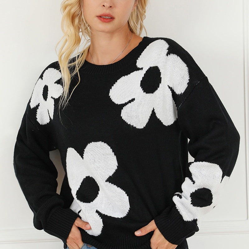 Floral Print European-Style Sweater