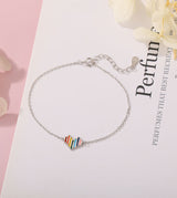 S925 Silver Epoxy Rainbow Love Necklace