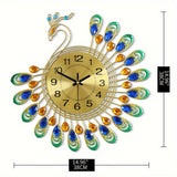 Peacock Shaped Wall Clock Living Room Decor Art Timepiece