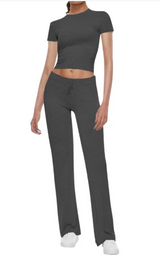 Casual Solid Color T-Shirt & Pants Set