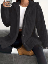 Hooded Loose Plush Coat Women's Regular Sleeve