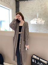 Mid-Length Mohair Knitted Cardigan Jacket for Women