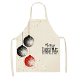 Christmas Deer Art Pattern Female Cleaning Home Cooking Kitchen Apron Chef Ear Cotton Linen