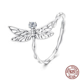 S925 Sterling Silver Dragonfly Open Ring