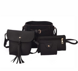 Vintage Lychee Pattern Four-Piece Mother-Daughter Bag Set