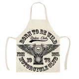 Creative Motorcycle Poster Art Letter Linen Kitchen Apron