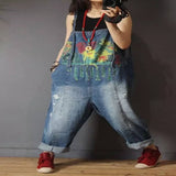 Retro Print Denim Overalls for Women - Spring/Summer