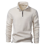 Fashion Personality Stand-collar Zippered Sweatshirt With Fleece Winter Casual Pullover Top Men's Clothing