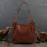 Solid Color Women's Portable Cross-body Bag First Layer Cowhide