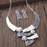 Female Colored Oil Geometric Irregular Earnail Necklace Set