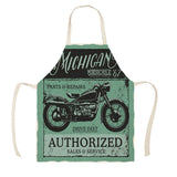 Creative Motorcycle Poster Art Letter Linen Kitchen Apron