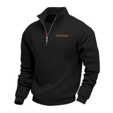 Fleece-lined Mid-length Zip-up Loose-fit Stand-up Collar Casual Hoodie