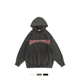 Washed Distressed Sweater Men And Women National Trend Hip-hop Front And Back Printed Hoodies