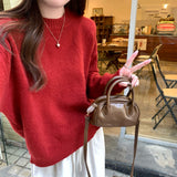 Korean Style Soft Glutinous Loose Candy Color Sweater