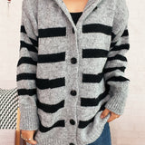 Casual Loose Plus-sized Hooded Single-breasted Long Sleeve Sweater For Women