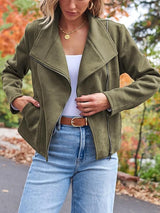 Fashion Casual Short Motorcycle Suede Jacket
