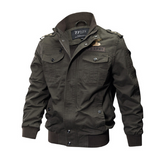 Men's Fall Jacket - Washed Cotton Military Style Plus Size