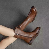 Round-toe Solid-color High-top Mid-calf Short Boots With Side Zipper