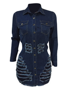 Distressed Denim Dress for Women