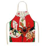 Christmas Santa Claus Kitchen Home Apron Linen Polyester Cartoon
