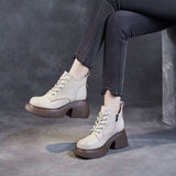 Womens Mid-calf Boots With Thick Chunky Heels
