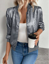 Thin Coat With Zip Slim Fit Slimming Casual Jacket Top