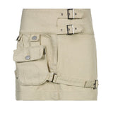 High Waist Multi-pocket Washed Denim Skirt for Summer