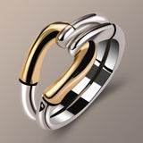 Ins Style Geometric Bone Bamboo Creative Two-tone Ring