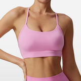 Womens Solid-Colored Versatile Thin-Strap Shock-Absorbing Quick-Drying Yoga Tank Top