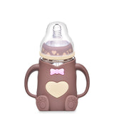 Silicone Glass Baby Bottle with Anti-Drop Design