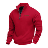 Fleece-lined Mid-length Zip-up Loose-fit Stand-up Collar Casual Hoodie
