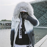 Trendy Thick Fur Collar Gradient Hooded Cotton Jacket