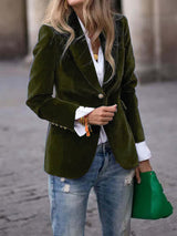 Velvet Lapel Casual Suit Business Fashion Slim Single-breasted Jacket Outwear Clothing For Women