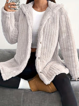 Hooded Loose Plush Coat Women's Regular Sleeve