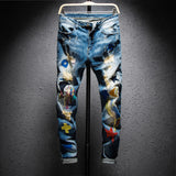 Colorful Embroidered Patchwork Denim Jeans